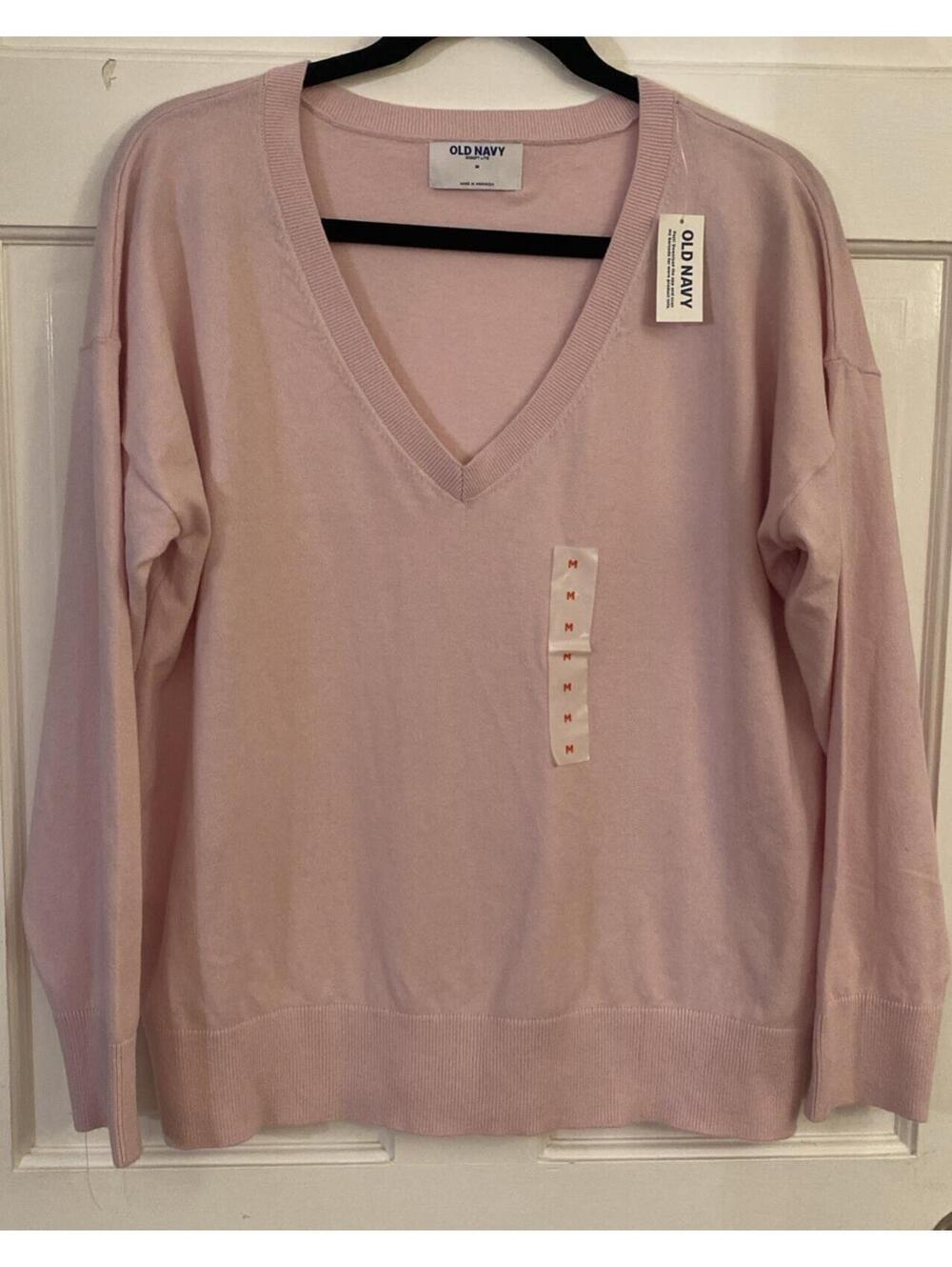 Old Navy SoSoft Lite Pink Loose V-Neck Sweater Women's Size M New